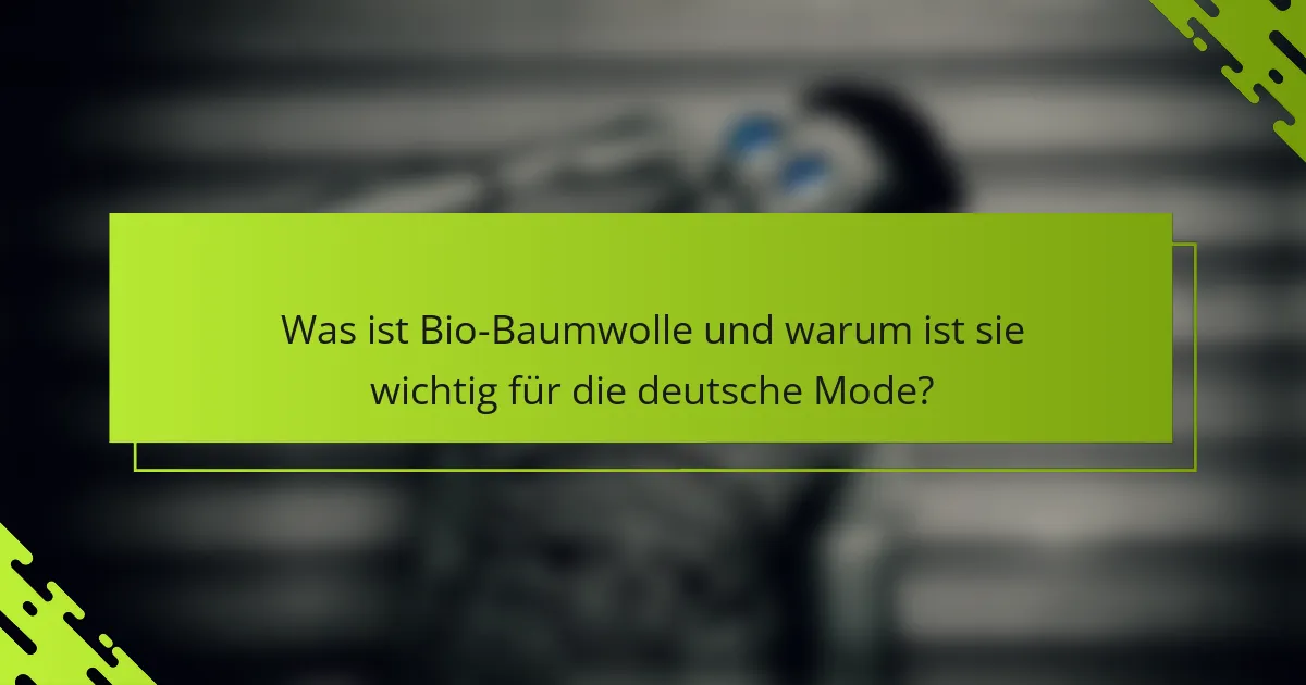 Was ist Bio-Baumwolle und warum ist sie wichtig für die deutsche Mode?