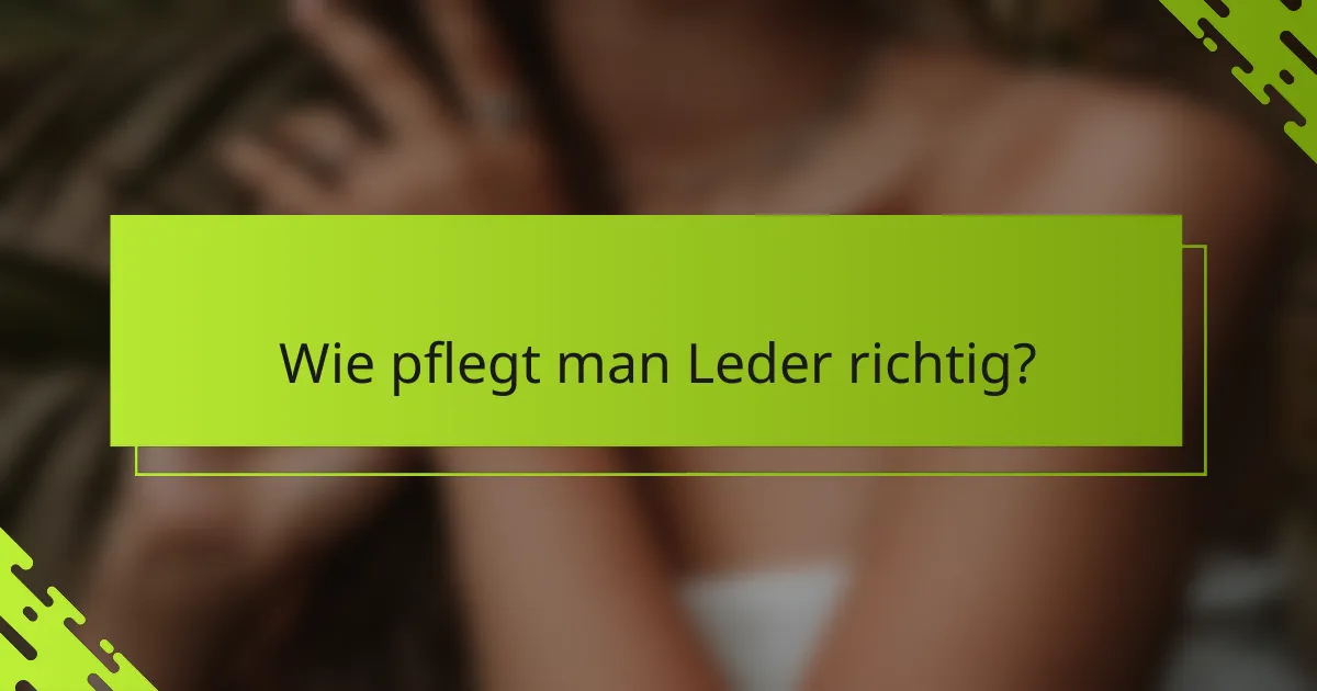 Wie pflegt man Leder richtig?