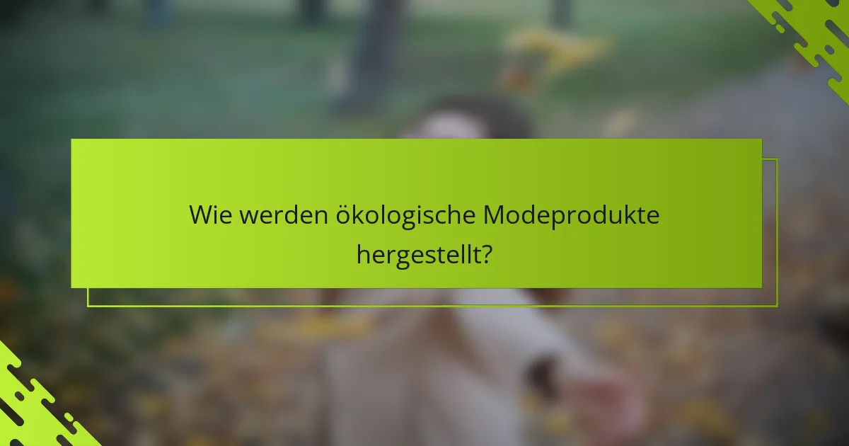 Wie werden ökologische Modeprodukte hergestellt?